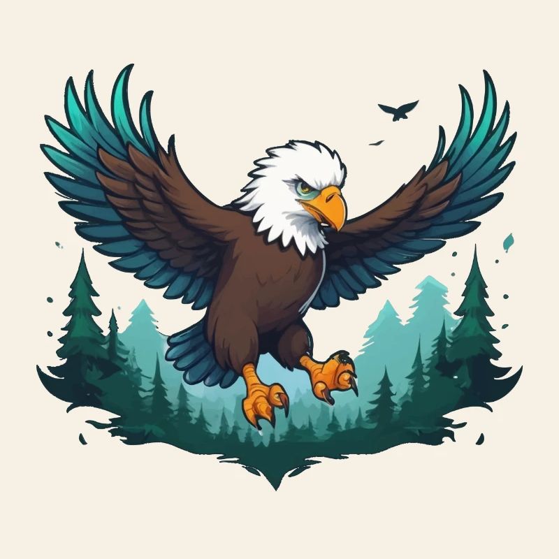Un aigle survole la forêt