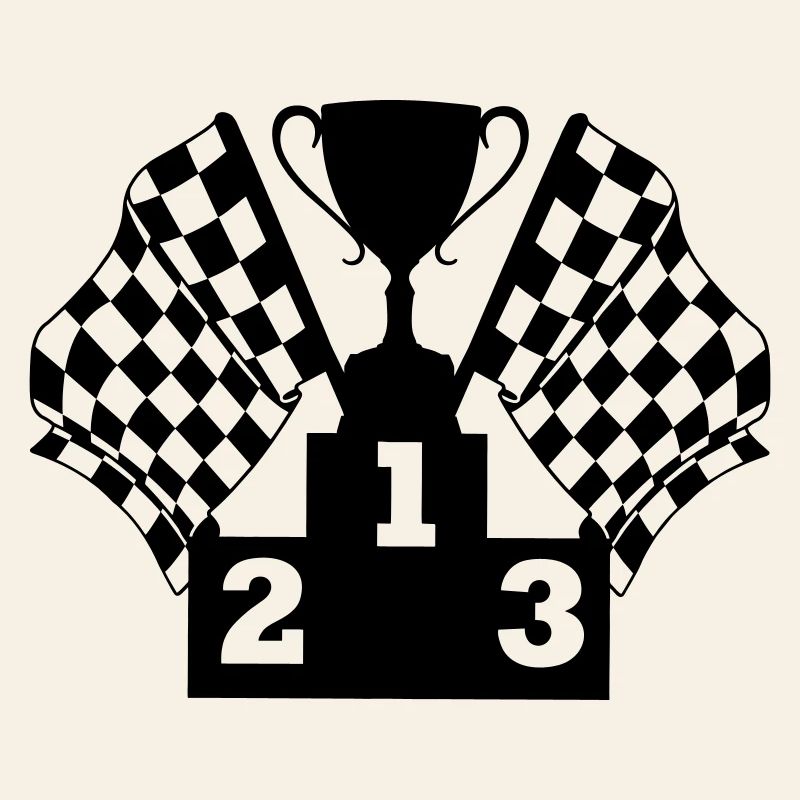 Podium du drapeau de la Coupe de course automobile