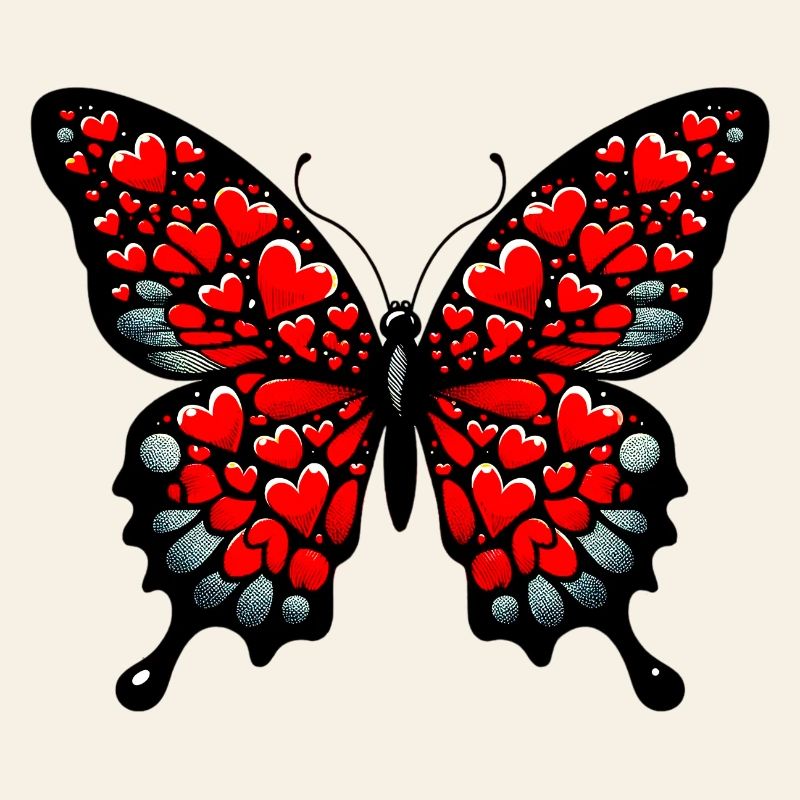 Papillon avec des cœurs