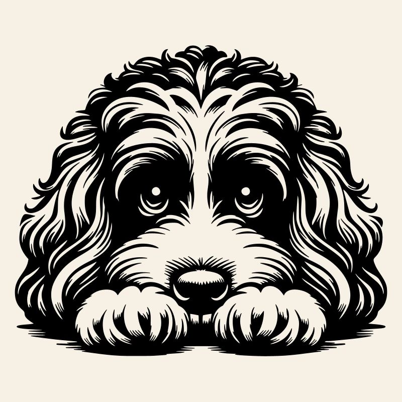 Cavapoo Kopf mit Pfoten