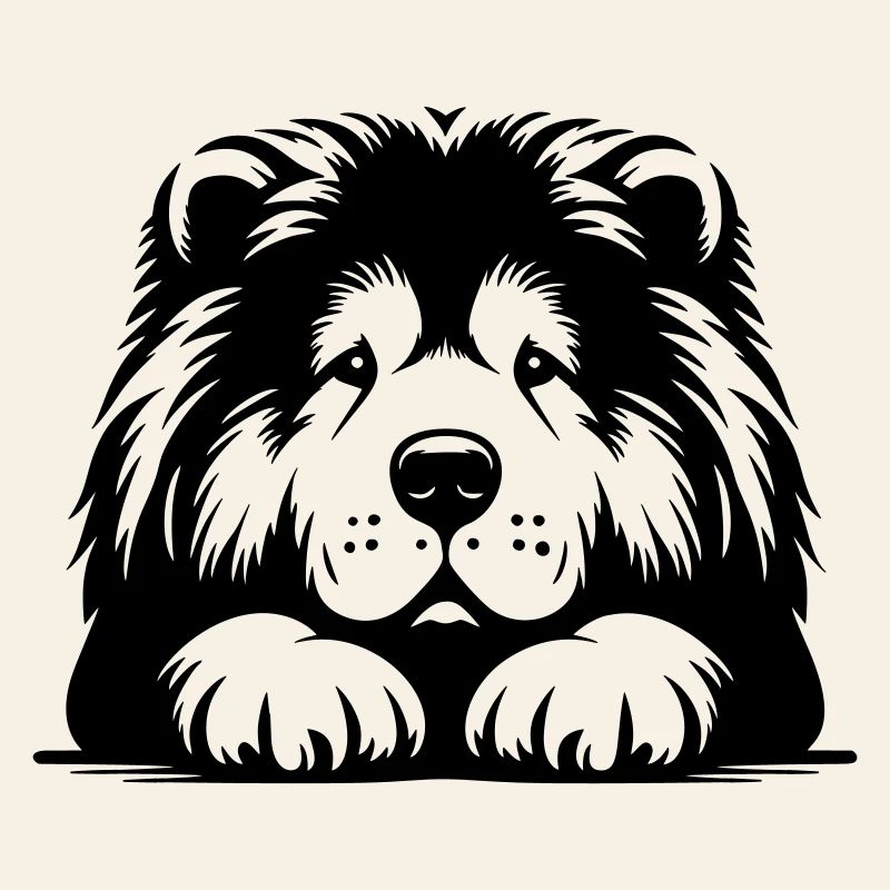 Chow Chow Head with Paws