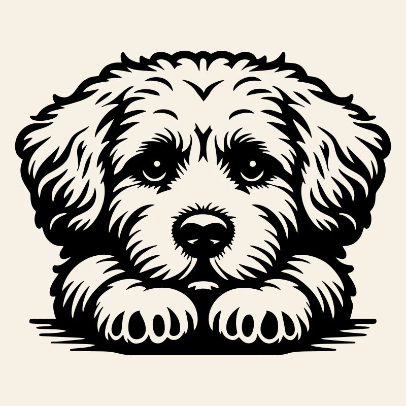 Bolognese head with paws