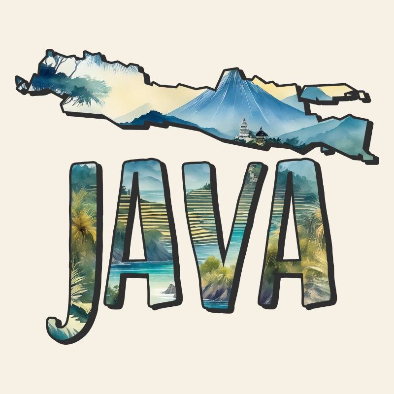 Aquarell Landkarte Java