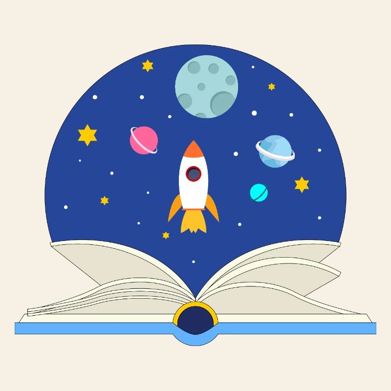 Open Book with Space Scene, Imagination and Advent