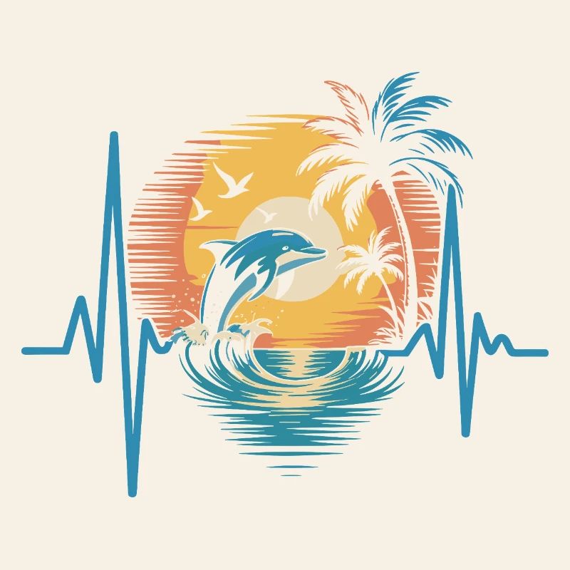 Dauphins et coucher de soleil