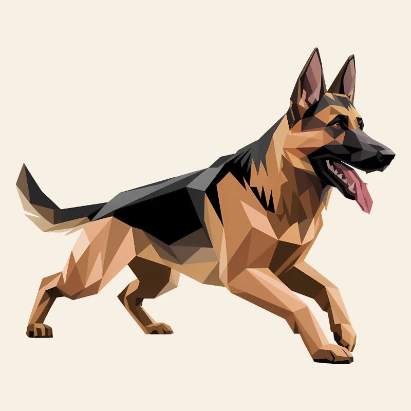 Deutscher Schäferhund - Cool Low Poly Logo