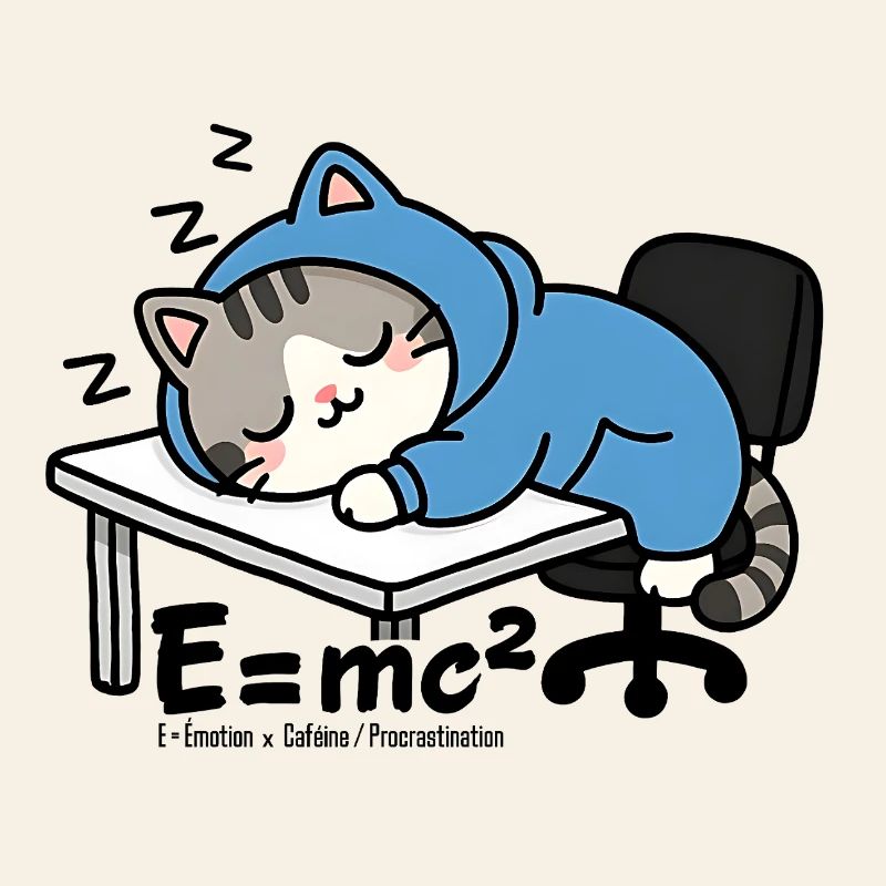 E = mc² - Sleeper Cat in Blue Pyjamas
