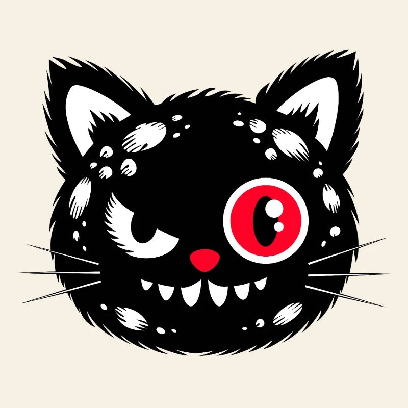 Black cat with red eye
