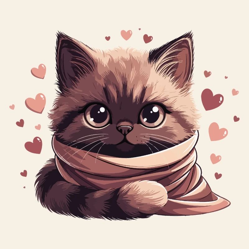 Chaton cosy entouré d'une écharpe