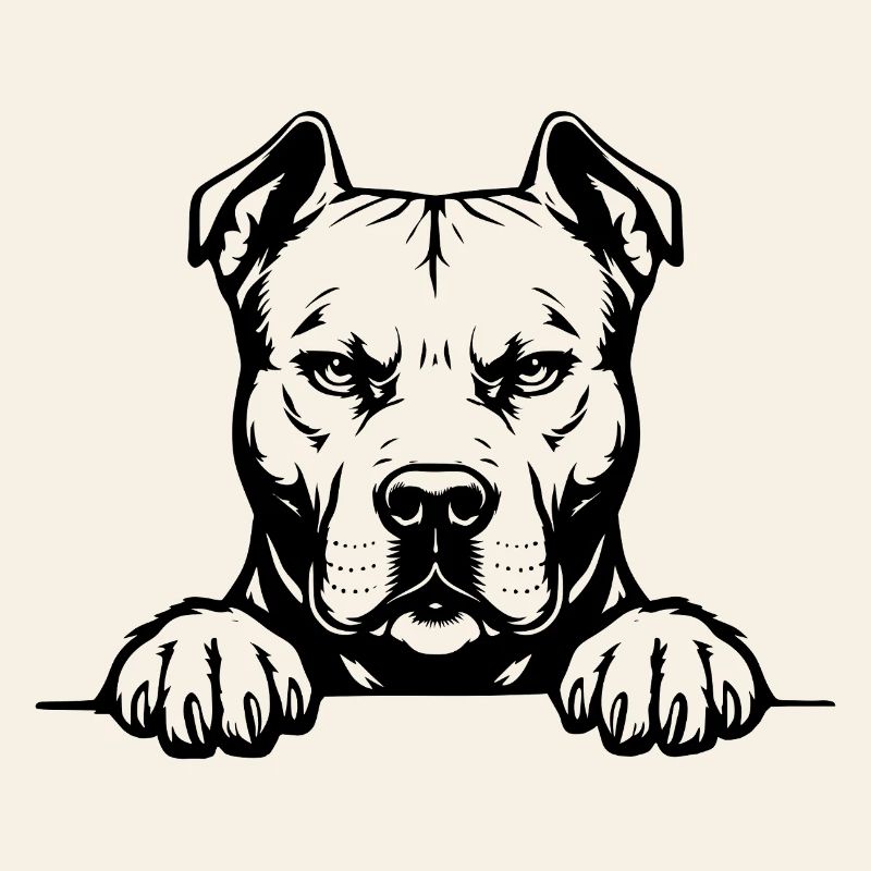 Pitbull Head with Paws