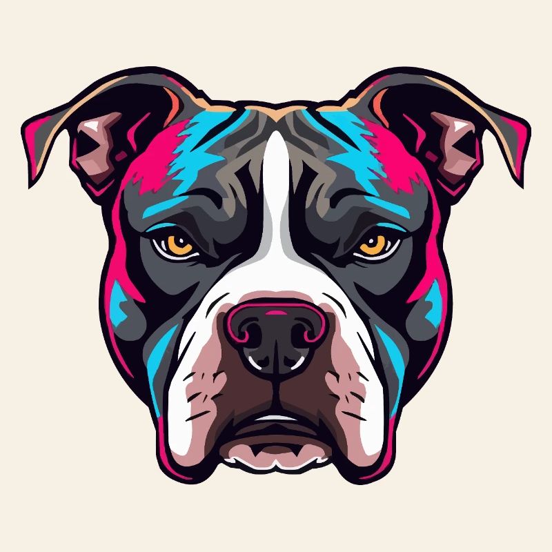 Neon Pitbull Portrait