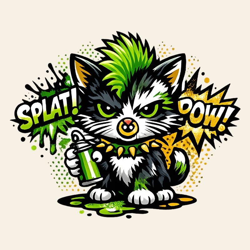Neon Graffiti Kitten Sprayer