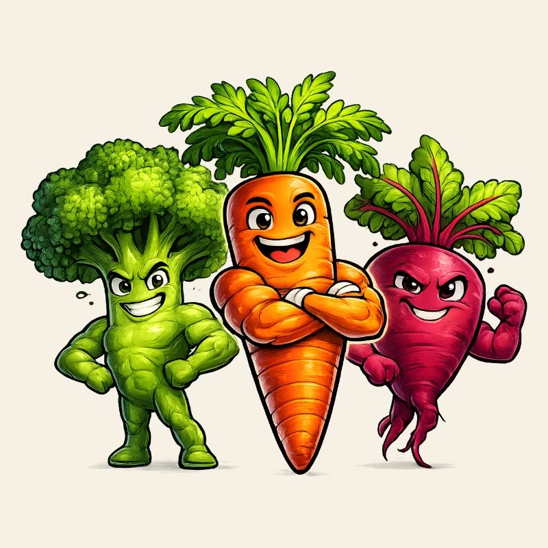 Strong vegetable team – broccoli, carrot & beetroot