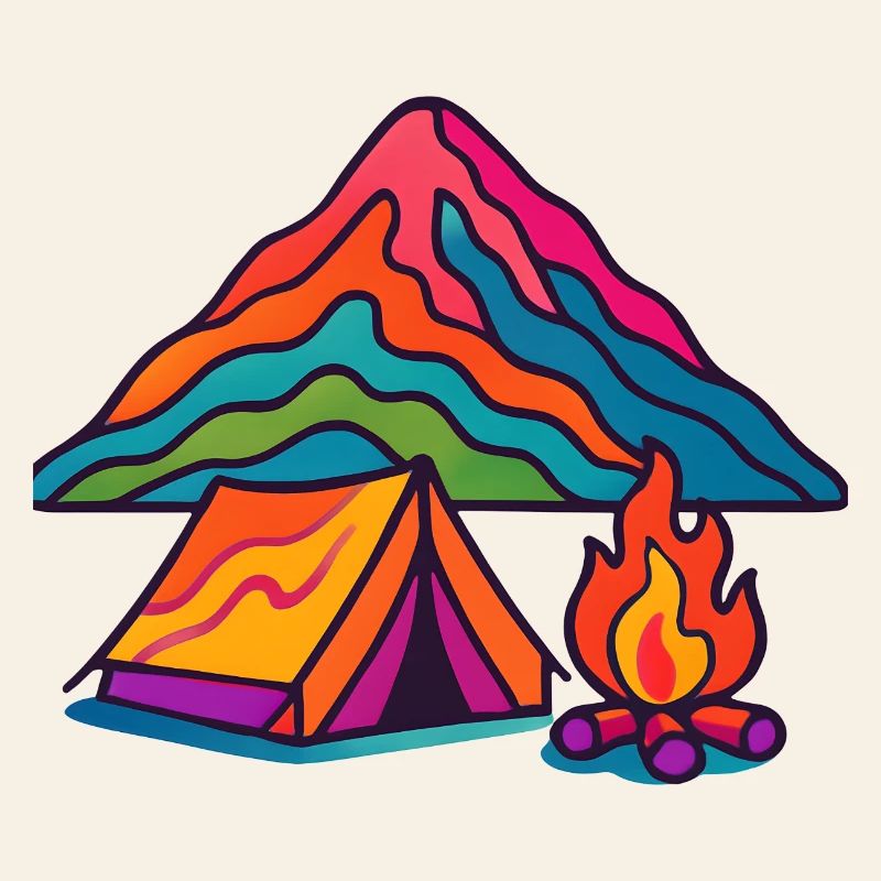 Colourful mountain camping