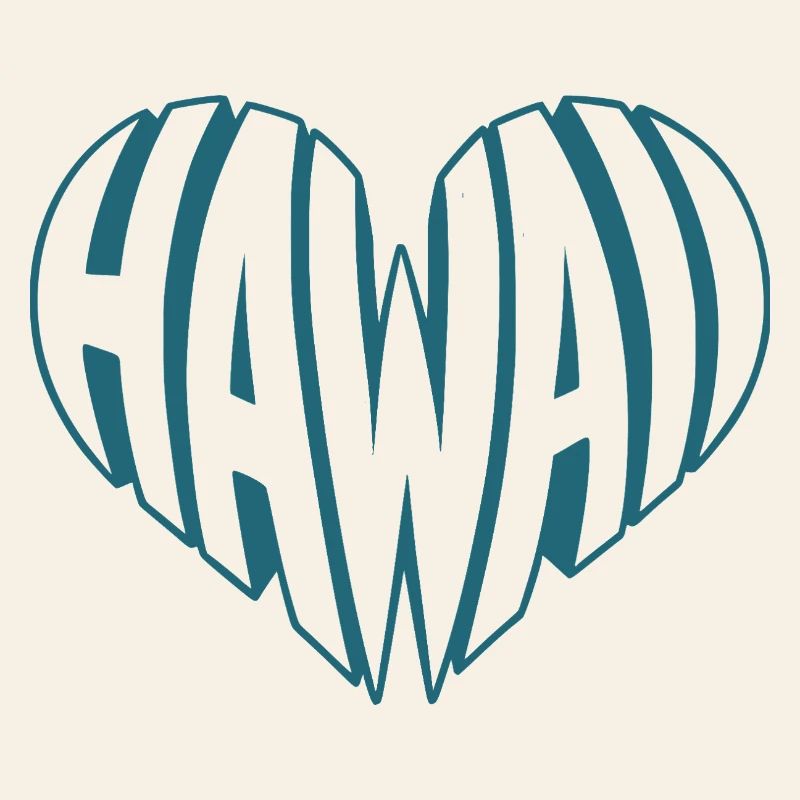 Hawaii, Hawaii Angular HeartTypo Design