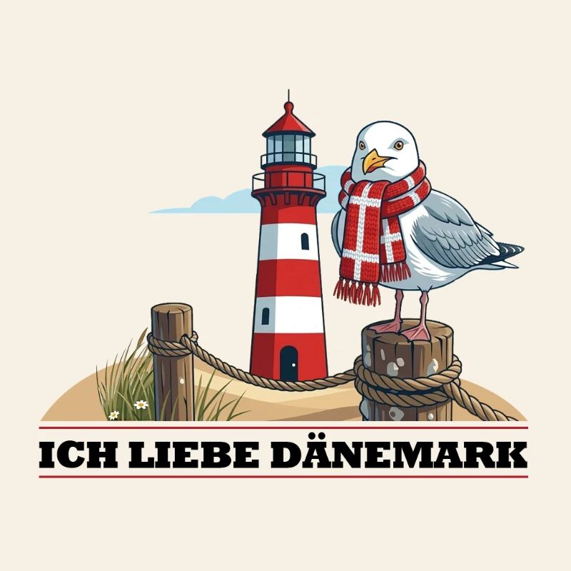 Leuchtturm Möwe mit Schal