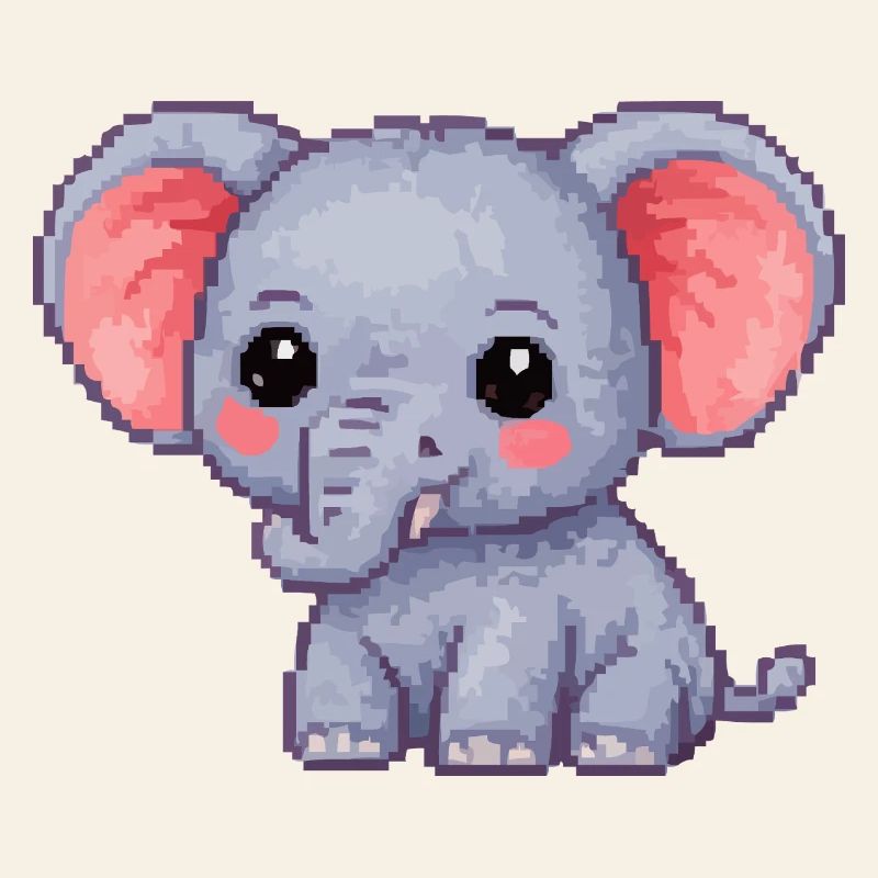 Petit Éléphant Pixel Héros Câlin