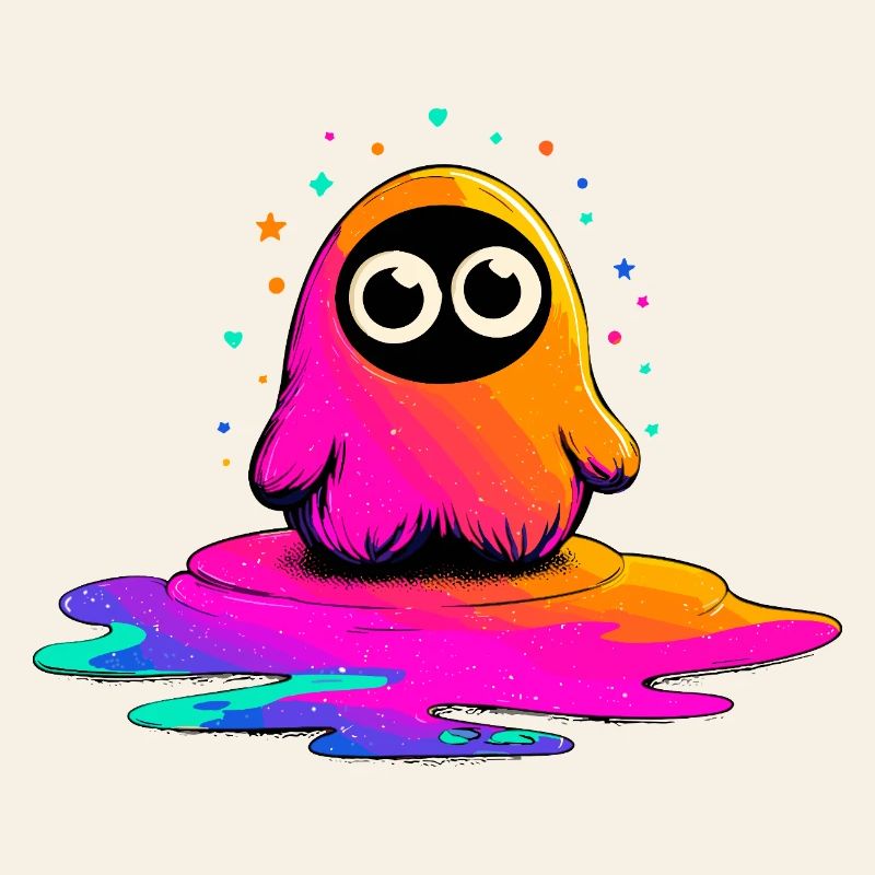 Neon Figur auf Farbklecks