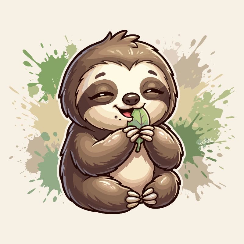 Sloth with leaf cuddles