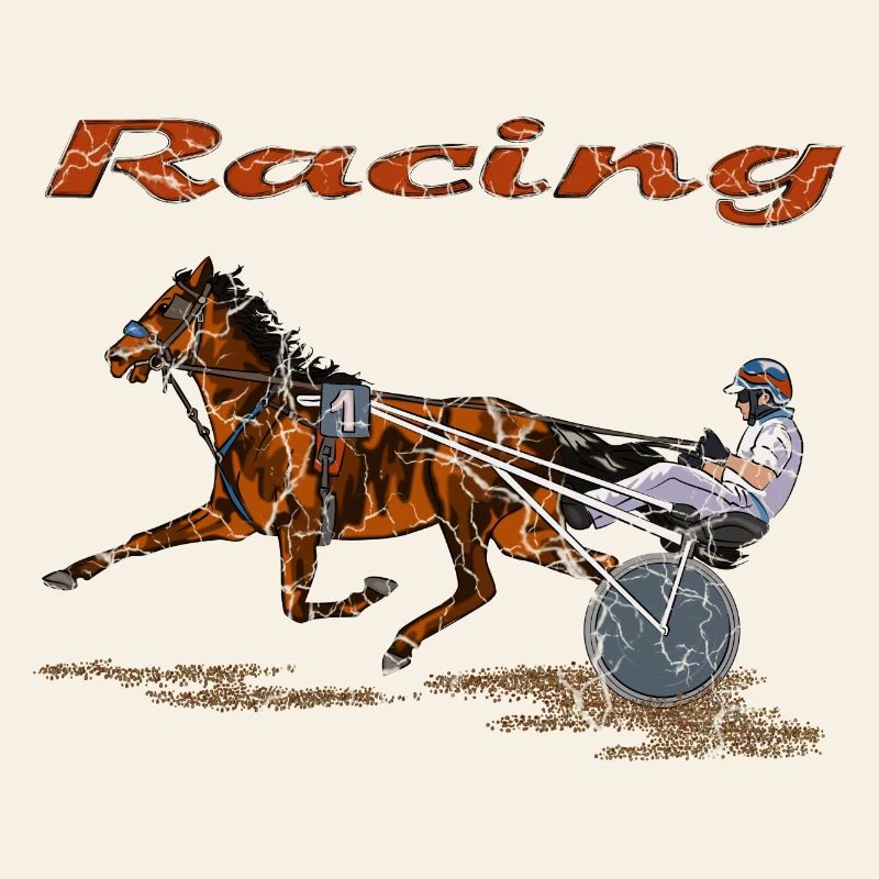 Cheval de course avec jockey et trotteur