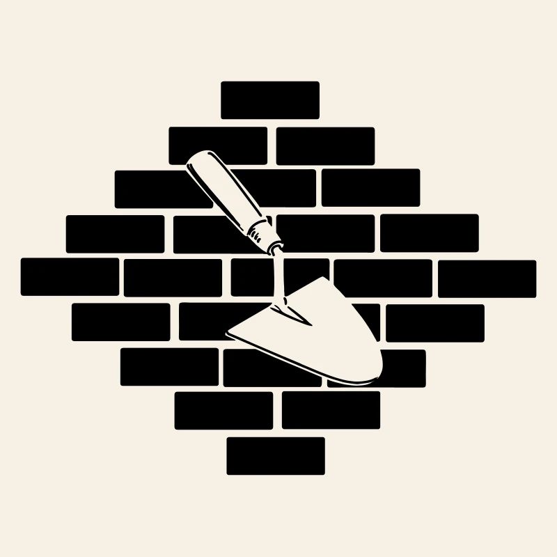 Mason masonry bricks with trowel logo
