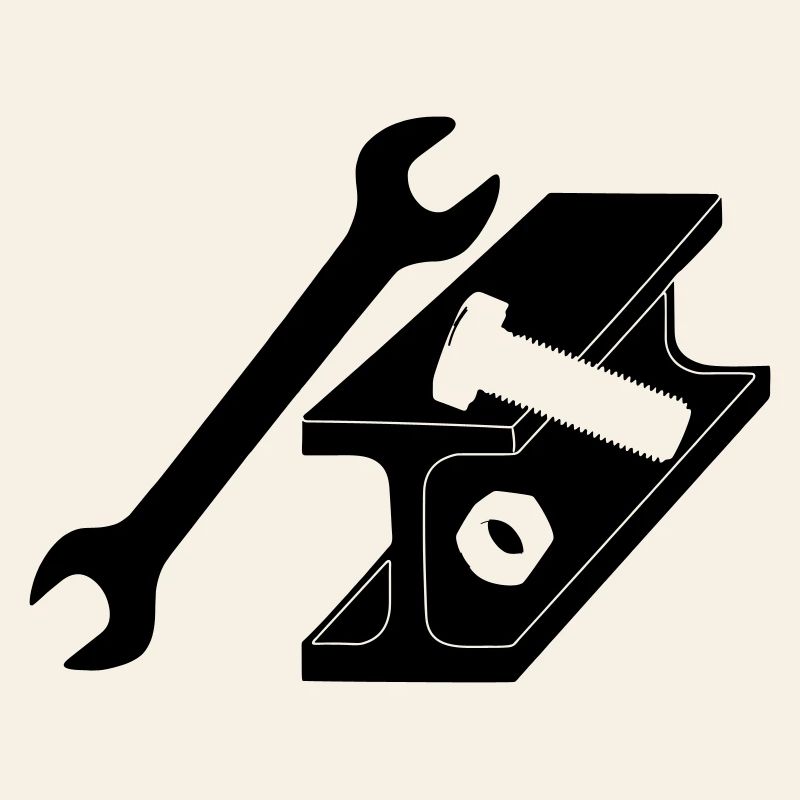 Steel beam with bolt and nut