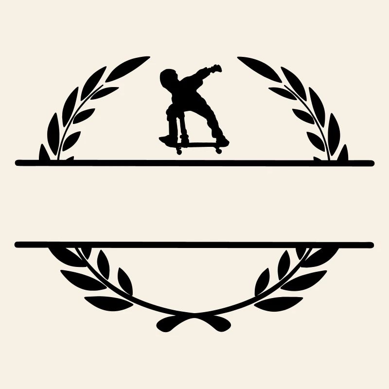 Skateborder Monogramm im Lorbeerkranz