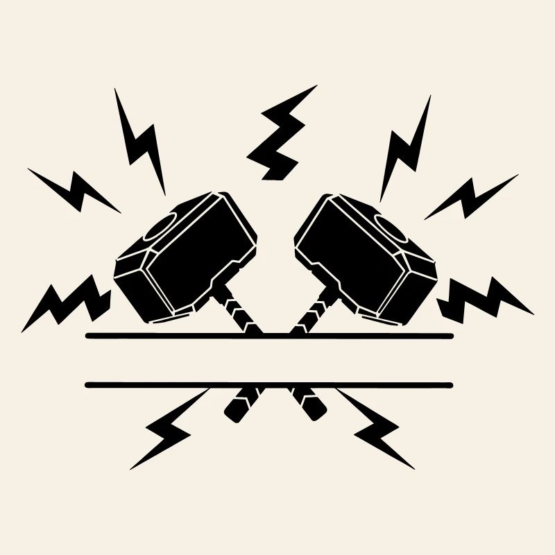 Zwei Thor-Hämmer mit Textausschnitt