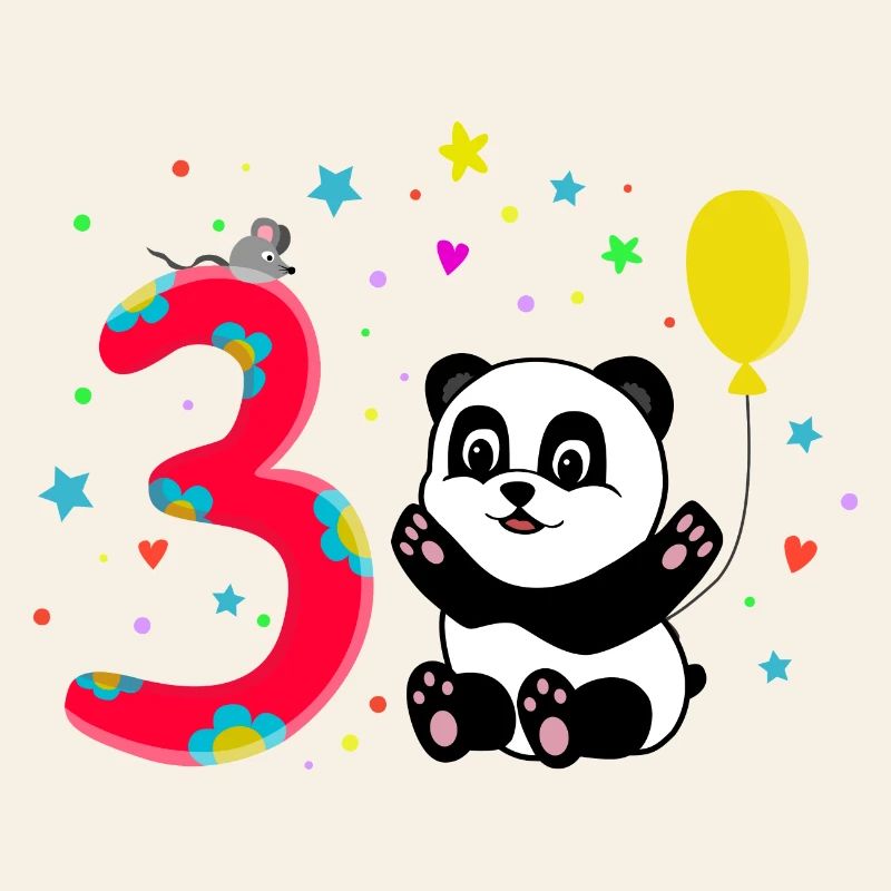 Third Birthday 3rd Year Old Panda Cute Gift