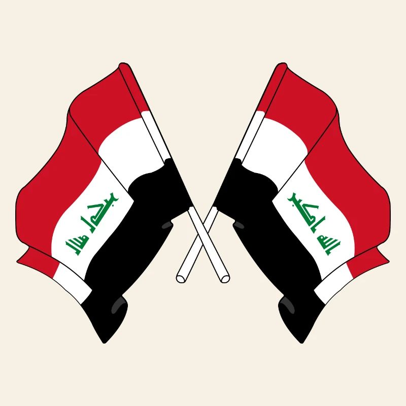 Zwei gekreuzte Flaggen des Irak