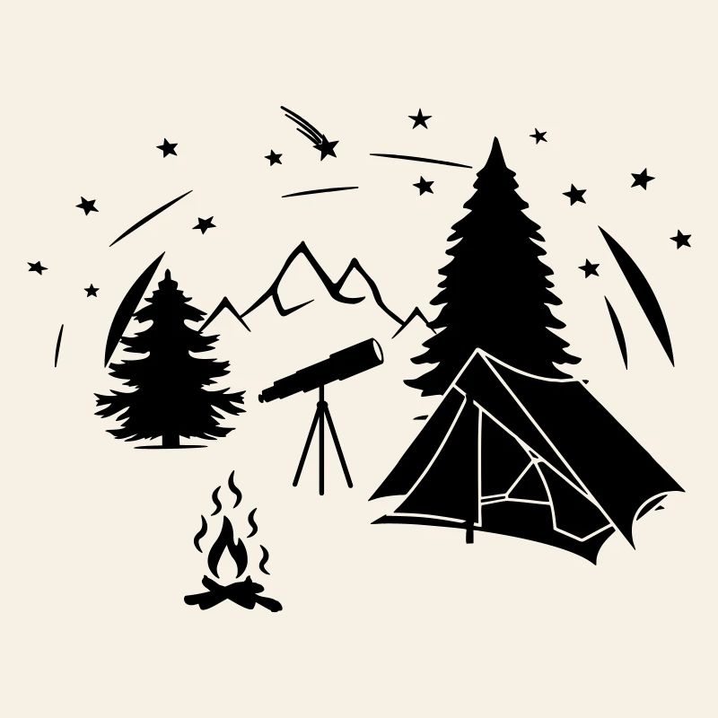 Starry sky in forest with starbinoculars