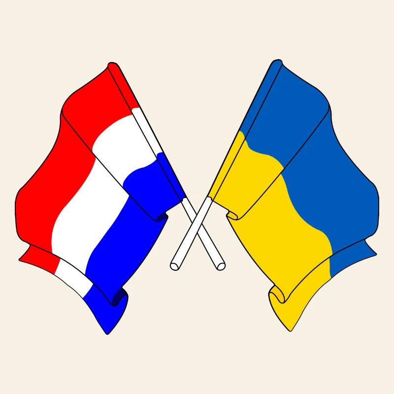 Drapeau des Pays-Bas et drapeau de l’Ukraine