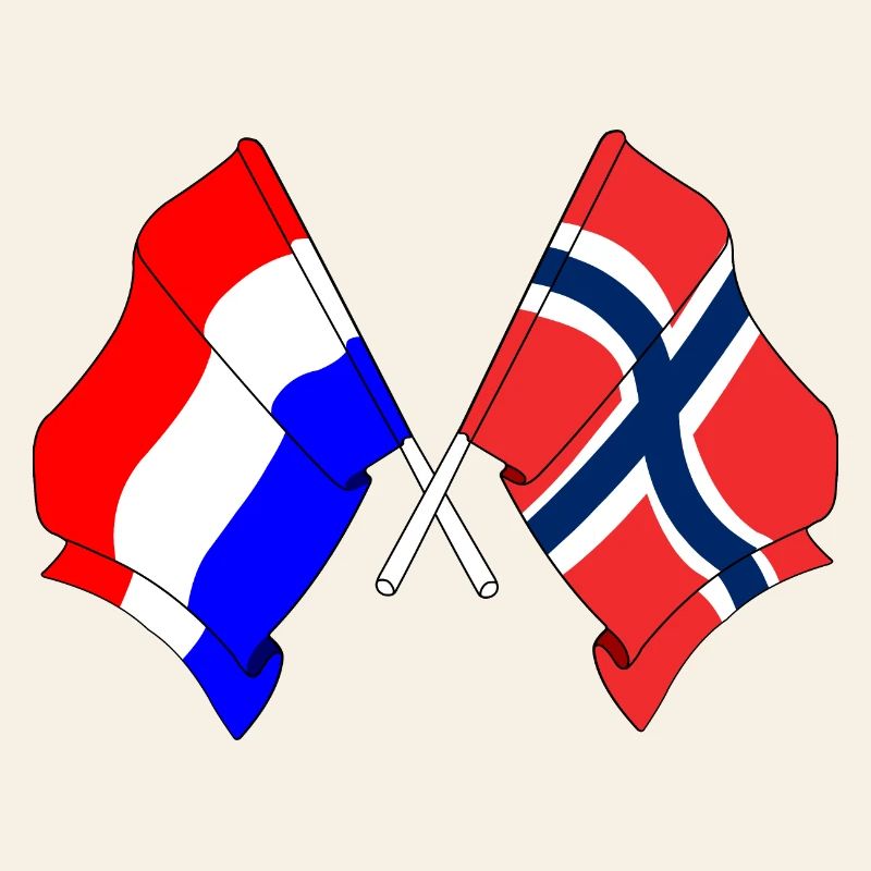 Drapeau des Pays-Bas et drapeau de la Norvège