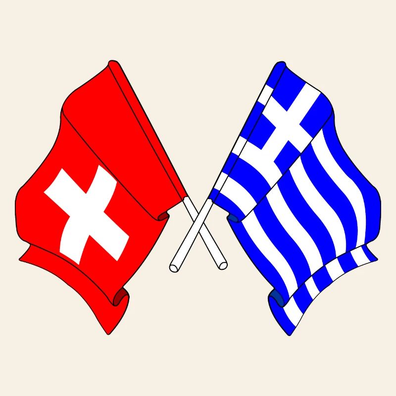 Drapeau de la Suisse et drapeau de la Grèce