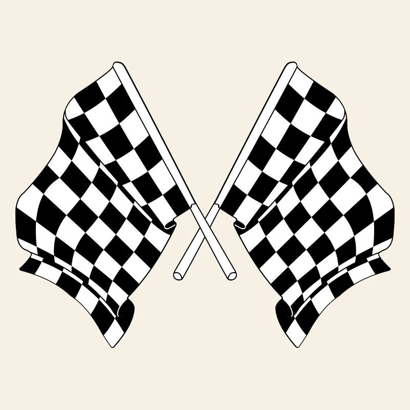 Deux drapeaux de course automobile croisés départ arrivée