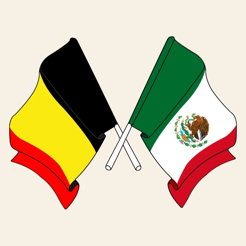 Drapeau de la Belgique, drapeau du Mexique
