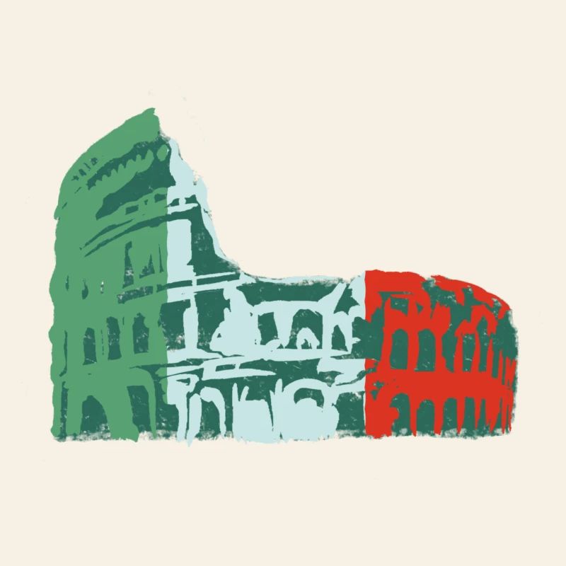 🍝 Italie Colisée Vert Rouge Blanc Drapeau