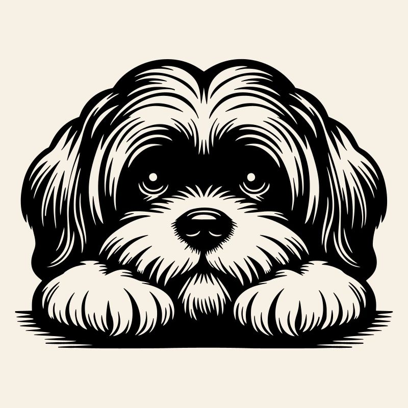 Lhasa Apso Head with Paws