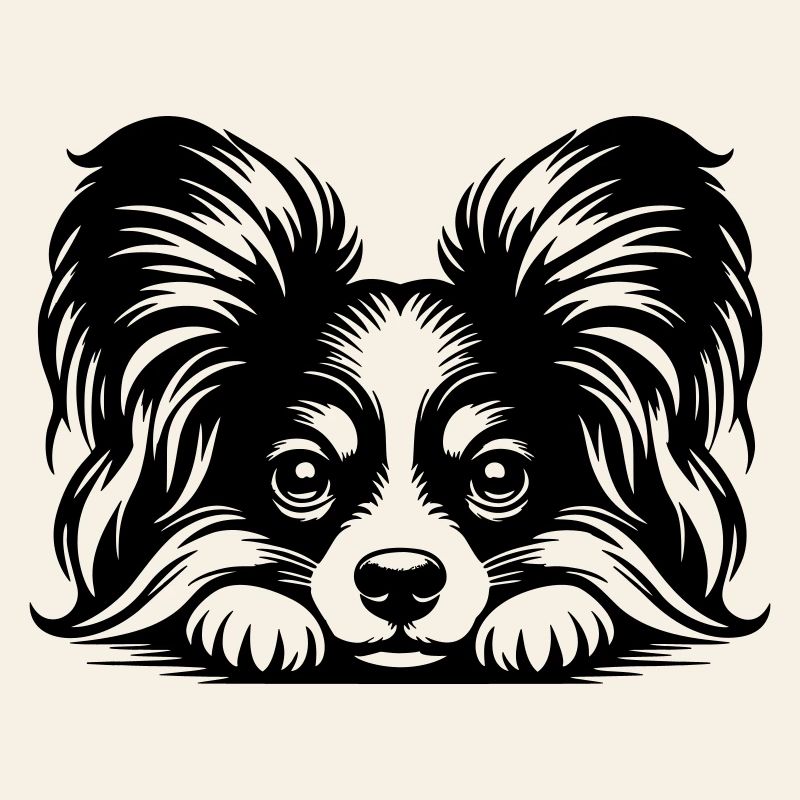Papillon Head with Paws