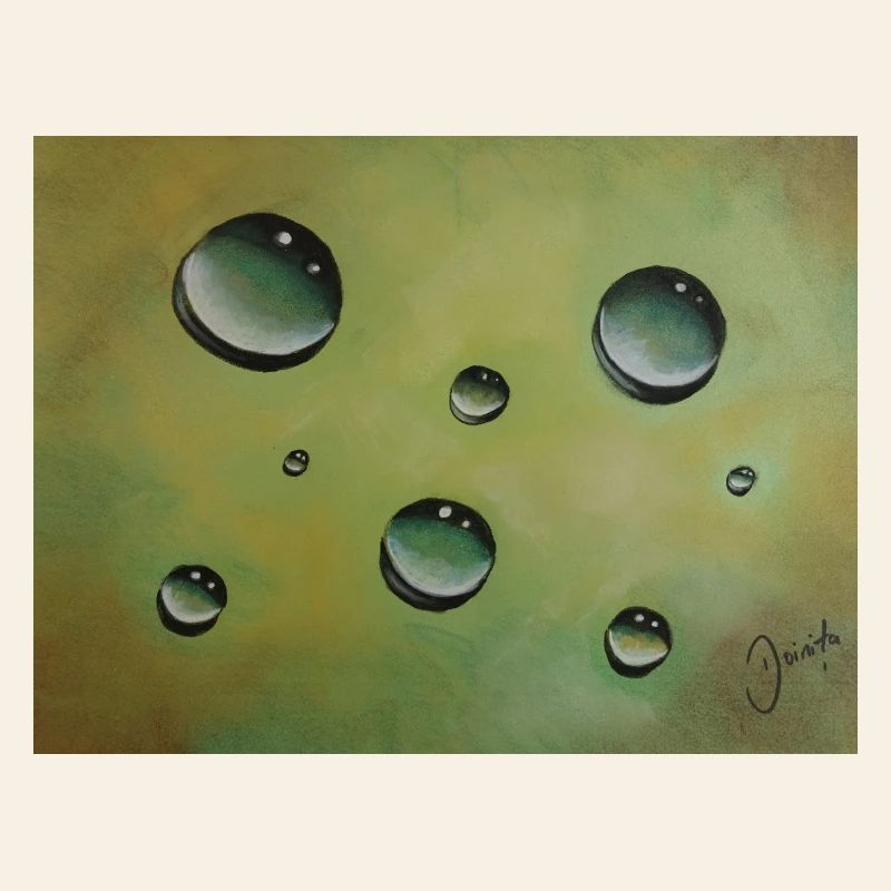 Abstrakte Wassertröpfchen auf Grüngelb