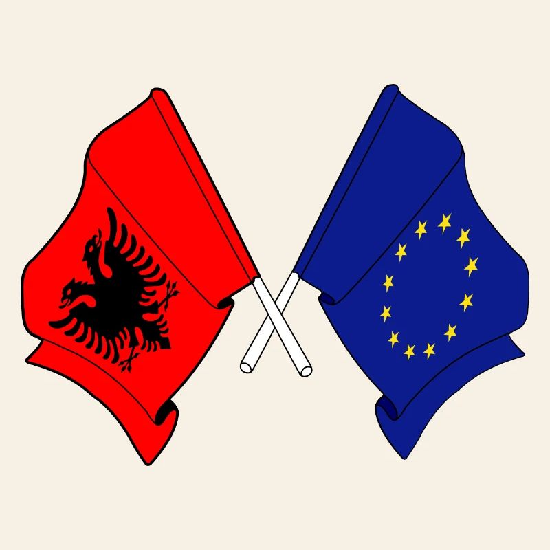 Drapeau de l’Albanie et drapeau de l’Europe