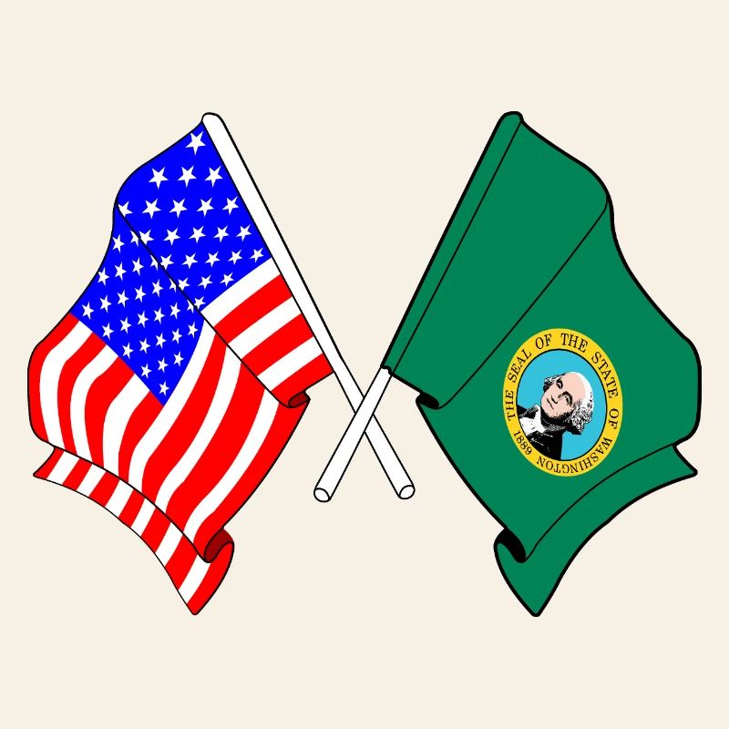 Drapeau des États-Unis et de l’État de Washington croisé