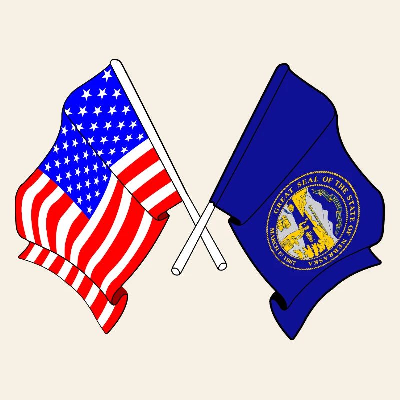 Drapeau des États-Unis et du Nebraska croisé
