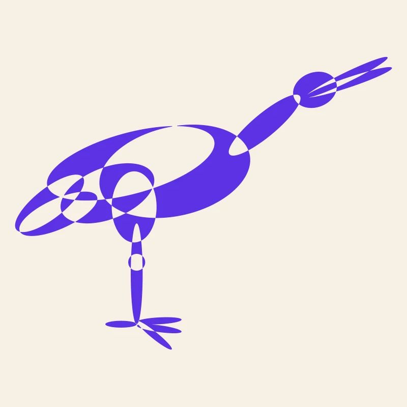 Modern Stork Digital Era Geometric Cubism