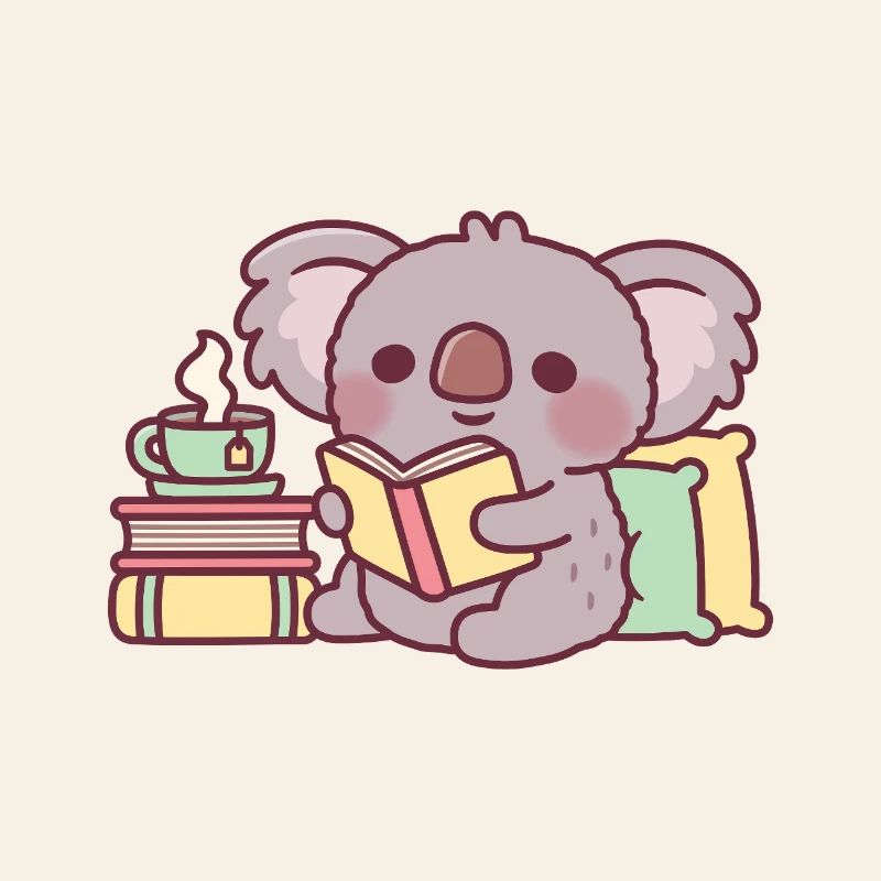 Süßer Koala, der ein Buch liest