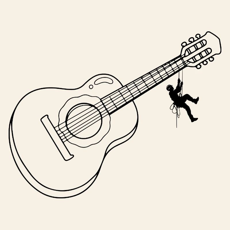 Mountaineer climbs the guitar