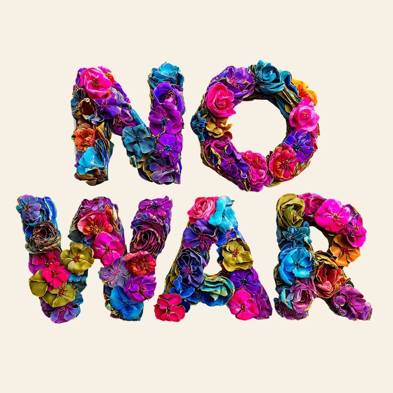Lettres de fleurs NO WAR, No War