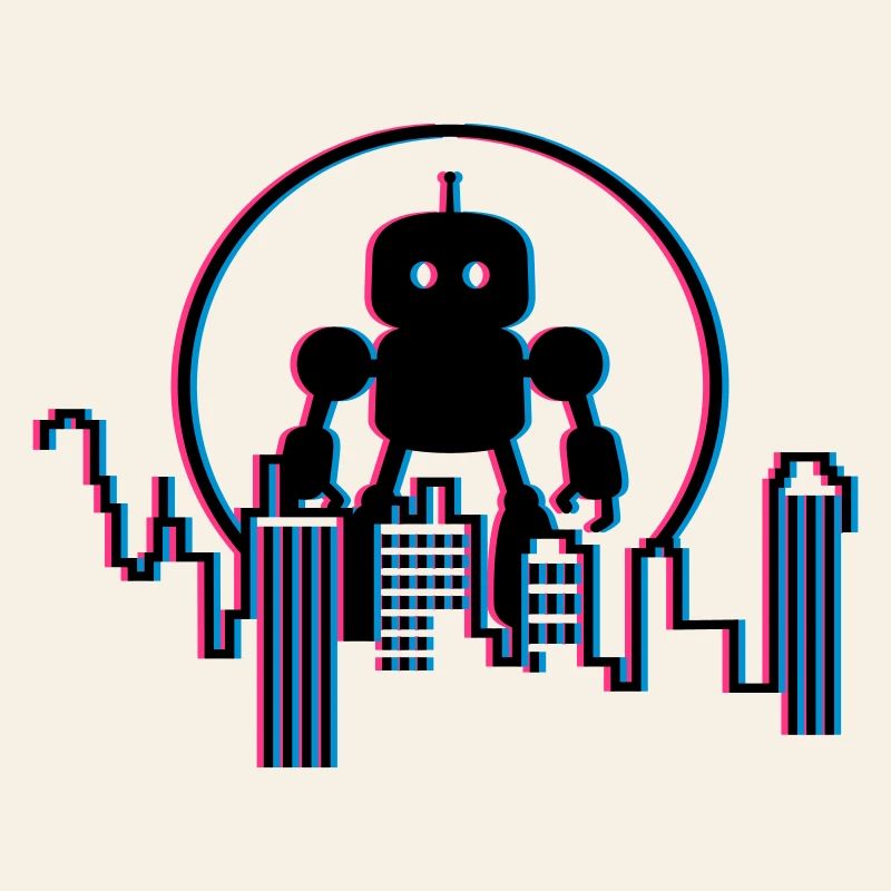 Robot City Skyline – 3D Science-Fi Future Design