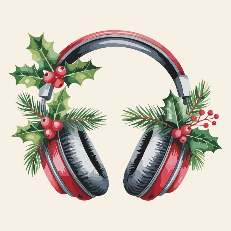 Weihnachtskopfhörer mit Tannengrün