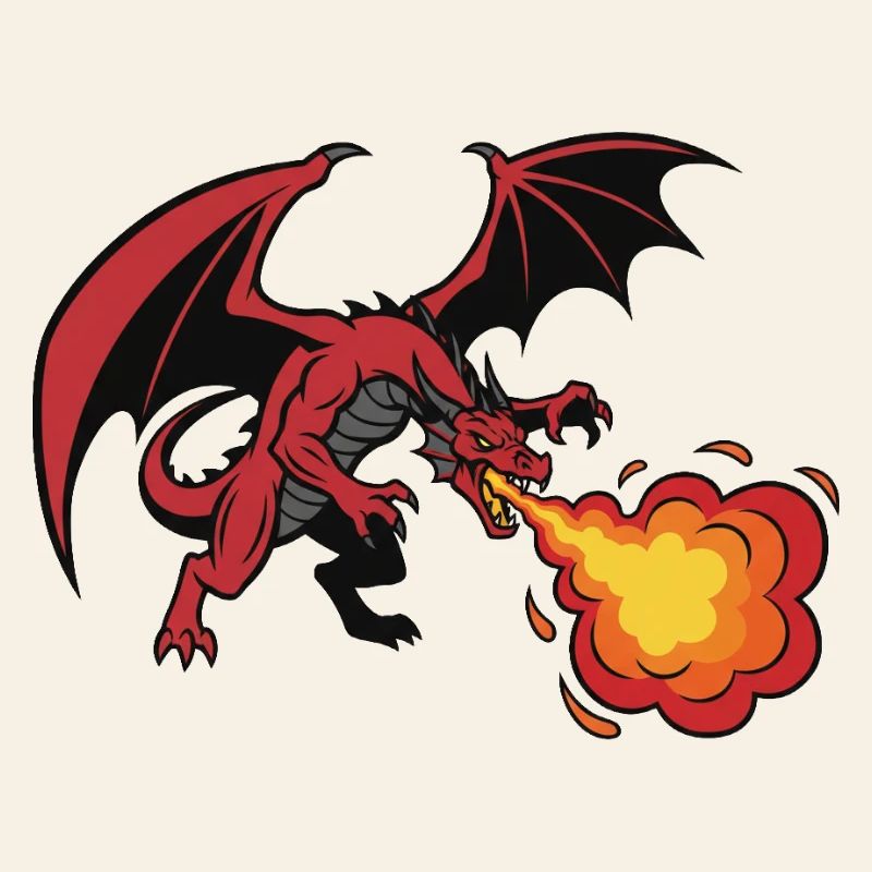 Conception de souffle de feu dragon rouge